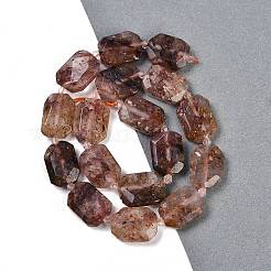 Brins de perles de quartz hématoïde rouge naturel/quartz ferrugineux&nbsp;G-B125-P22-01