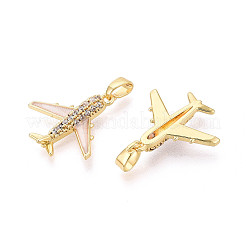 Pendentifs avec zircon cubiques à micro-pavés en laiton&nbsp;KK-T073-60A-G