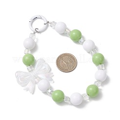 Decorazioni pendenti con fiocco in acrilico e perline rotonde in vetro&nbsp;HJEW-JM03324-03