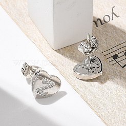 Orecchini a bottone con micro pavé di zirconi chiari in ottone placcato cremagliera&nbsp;EJEW-K299-01P-Z