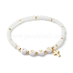 Set di braccialetti di stirata dei branelli di vetro&nbsp;BJEW-JB06575-02