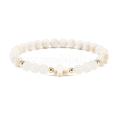 Pulsera elástica con cuentas de turquesa sintética (teñida)&nbsp;BJEW-JB08287