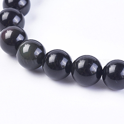 Bracciali elasticizzati in ossidiana arcobaleno naturale&nbsp;BJEW-F315-6mm