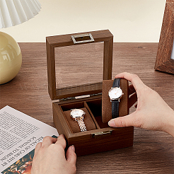 Cajas de madera para guardar relojes con 2 ranura cuadrada&nbsp;OBOX-WH0001-09
