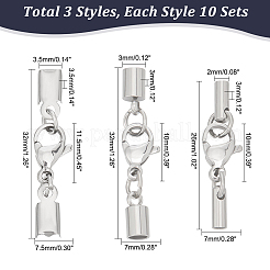 30 ensemble de 3 styles de fermoirs mousquetons en acier inoxydable 304&nbsp;STAS-UN0047-74