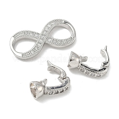 Fermoirs repliables en laiton micro pave zircone cubique transparente&nbsp;KK-U059-33P
