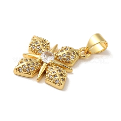 Placage de crémaillère en laiton micro pavé pendentifs en zircone cubique claire&nbsp;KK-C047-16G