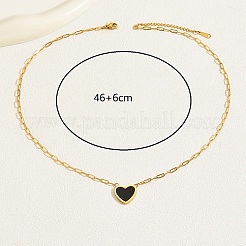Collares con colgante de corazón de concha natural y cadenas doradas de clip de acero inoxidable&nbsp;EU3732-1