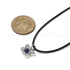 3 collar con colgante de aleación y lapislázuli natural con cordón encerado.&nbsp;NJEW-JN05438