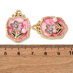 Leichtgoldfarbene Emaille-Anhänger&nbsp;ENAM-B028-32KCG-01