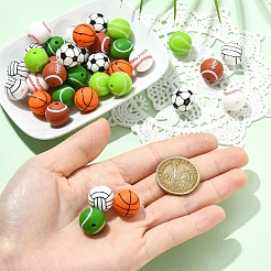 35 stücke 7 farben alle arten von sport bälle silikon perlen&nbsp;SIL-YW0002-28
