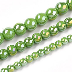Chapelets de perles en verre opaque électrolytique&nbsp;LS-GLAA-T032-P4mm-AB06