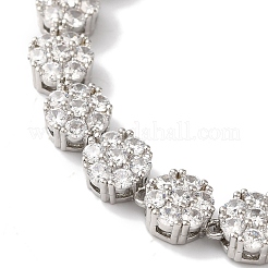 Collares con eslabones de flores de circonia cúbica pavimentados de latón chapado en estante para mujer&nbsp;NJEW-B108-01P-02