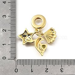 Messing Pavé blau Zirkonia europäischen Anhänger Charms&nbsp;KK-Q066-06G