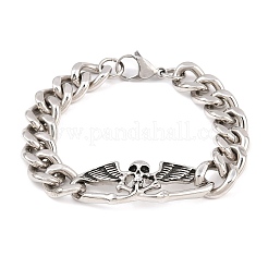 Armbänder aus Edelstahl im kubanischen Gliederstil&nbsp;BJEW-D379-03ASP