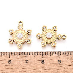 Anhänger aus Edelstahl 304 mit Strassen und Imitationsperlen aus ABS&nbsp;STAS-T074-11G