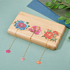 3 Stück 3 Stile Pfingstrose Blume Emaille Lesezeichen&nbsp;AJEW-FH0004-51