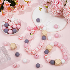 Silikon-Alphabet-Perlen für die Herstellung von Armbändern oder Halsketten&nbsp;SIL-SP0001-07