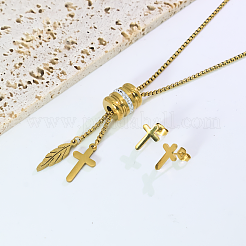 Edelstahl-Kreuzohrstecker- und Anhänger-Sets für Damen&nbsp;XJ0162