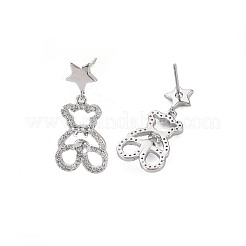 Accessoires de puces d'oreilles en laiton zircone cubique claire micro pavé&nbsp;KK-S356-620P-NF