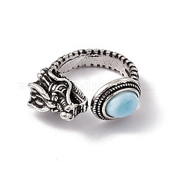 Drachenkopf Manschettenringe aus natürlichem Larimar&nbsp;RJEW-G273-03AS-01