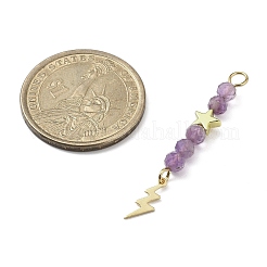 3 stücke 3 arten natürliche amethyst facettierte runde perlen anhänger&nbsp;PALLOY-JF03604-04