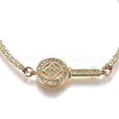 Messing Micro Pave klare Zirkonia Link Armbänder&nbsp;BJEW-Z003-10G
