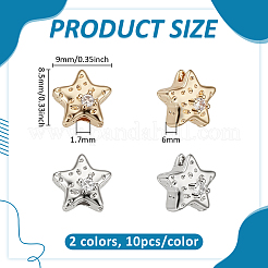 20 pièce de 2 couleurs de perles en laiton micro pavées de zircone cubique&nbsp;KK-PH0014-79