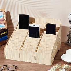 Boîte de rangement en bois pour téléphone portable à 36 grille&nbsp;AJEW-WH0348-93B