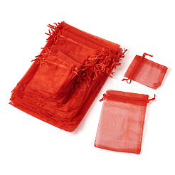 60 Stück 6 Stile rechteckige Organzabeutel Schmuckaufbewahrungsbeutel Hochzeitsgeschenk Party Mesh Kordelzug Geschenk&nbsp;OP-TA0001-07