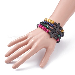 Set di bracciali elastici con perline incrociate per donna&nbsp;BJEW-JB07150