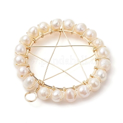 Pendenti ad anello con perline rotonde di perle d'acqua dolce naturali coltivate&nbsp;PALLOY-JF02616-01