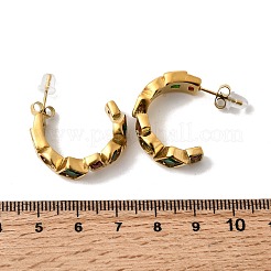 Boucles d'oreilles à tige en acier inoxydable 304 en forme de C avec zircone cubique&nbsp;EJEW-C169-01G