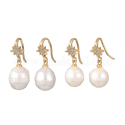 Natürliche Barockperle Keshi Perle baumeln Ohrringe&nbsp;EJEW-JE07112