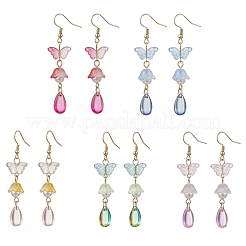 5 paio di orecchini pendenti in vetro 5 colori&nbsp;EJEW-JE06297