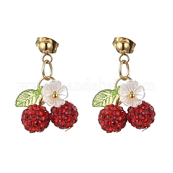 Orecchini pendenti in acciaio inossidabile 304 con strass in pasta polimerica fatti a mano&nbsp;EJEW-JE06428-02
