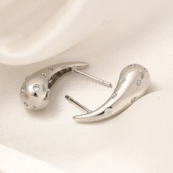 Ohrstecker aus Messing in Tropfenform mit Mikropflaster und klarem Zirkonia&nbsp;EJEW-H143-18P