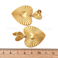 Boucles d'oreilles pendantes en acier inoxydable 304 en forme de cœur&nbsp;EJEW-Z109-03G