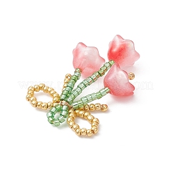 Fiocco di perline di vetro con pendenti a forma di fiore&nbsp;PALLOY-MZ01129-01