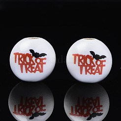 Perline di legno naturale stampate halloween&nbsp;WOOD-S057-078
