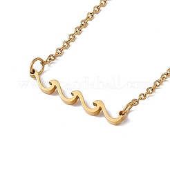 Collar con colgante de onda de acero inoxidable 304 con cadenas de cable para mujer&nbsp;NJEW-I119-01G