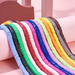 14 Strang 14 Farben flache runde handgemachte Polymer Clay Perlen&nbsp;CLAY-SZ0001-14