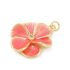 Pendentifs en laiton pavé de zircones cubiques avec émail&nbsp;KK-U062-42G-01