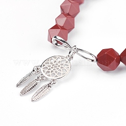 Bracelets en perles de jaspe rouge naturel avec breloque&nbsp;BJEW-O162-D07