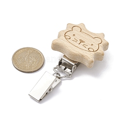 Pinces à cartes d'identité en fer avec animal en bois&nbsp;JEWB-BR00127-02