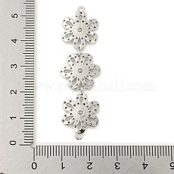 Messing Pavé klare Zirkonia drei Blumen Verbinder Verbinder Charms&nbsp;KK-P277-61P