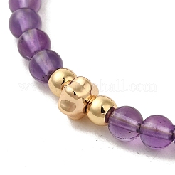 Braccialetti rotondi con perline di ametista naturale da 4 mm&nbsp;BJEW-P318-03G-01