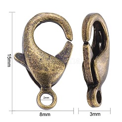 Bronzo antico chiusure in ottone Lobster Claw&nbsp;X-KK-903-AB-NF