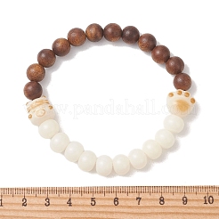 Pulseras elásticas con cuentas de raíz de bodhi natural y sándalo para mujer&nbsp;BJEW-TA00736