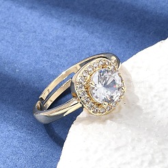 Messing Micro Pave klare Zirkonia Manschette offene Ringe&nbsp;CU-CBA5C10-12G